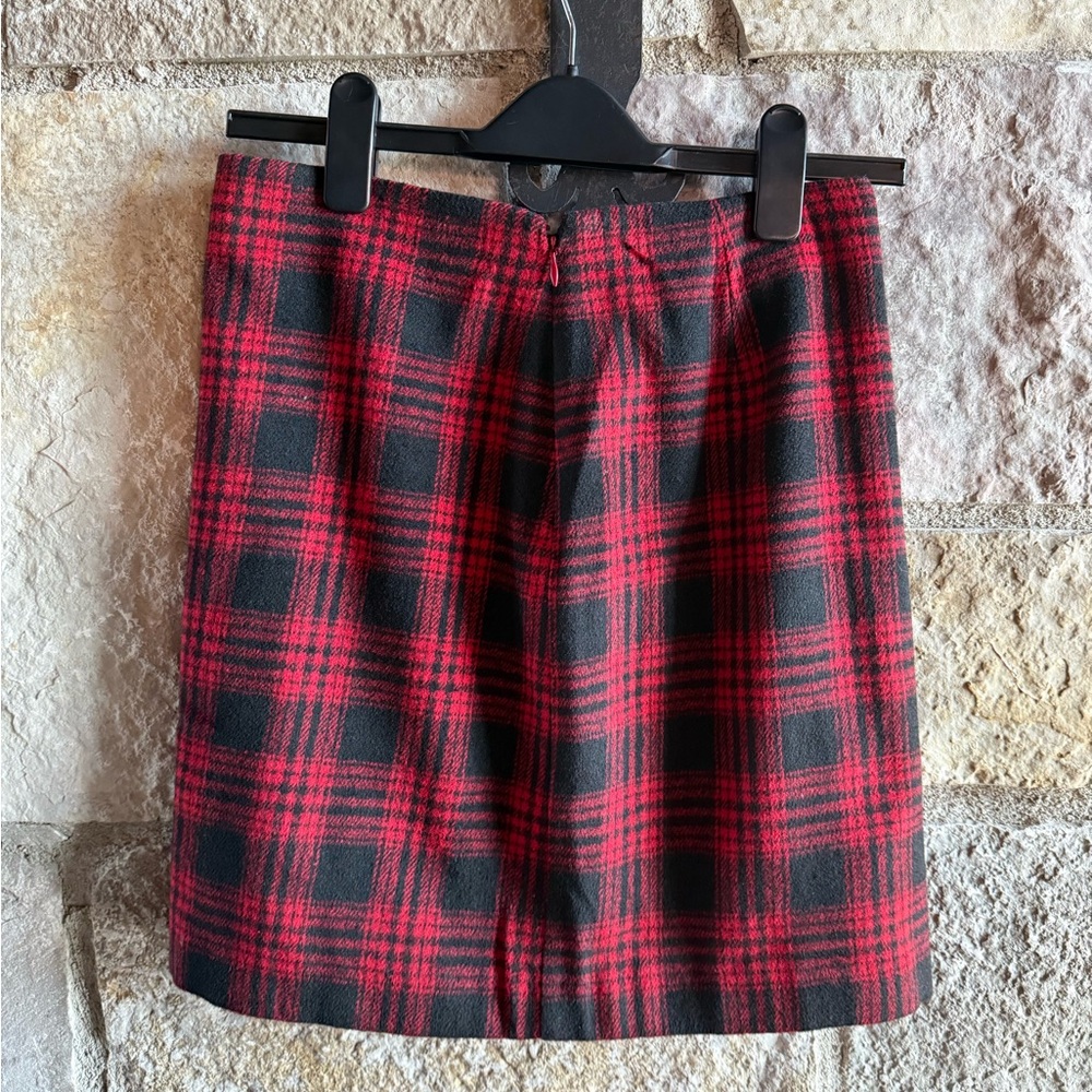 Boston Proper Red & Black Plaid Mini Skirt